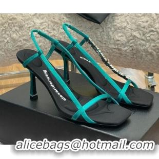 Most Popular Alexander Wang Satin Strap High Heel Sandals 9.5cm Green 021957