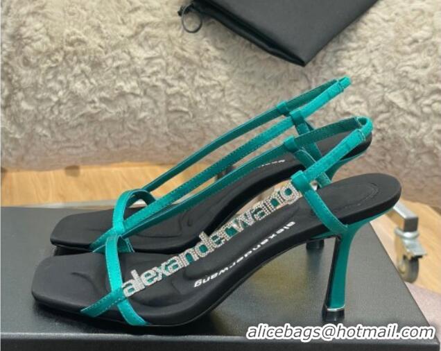 Most Popular Alexander Wang Satin Strap High Heel Sandals 9.5cm Green 021957