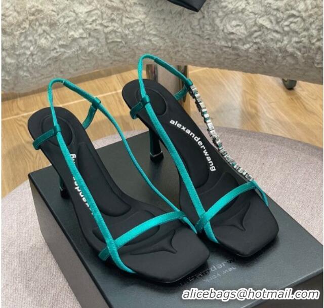 Most Popular Alexander Wang Satin Strap High Heel Sandals 9.5cm Green 021957