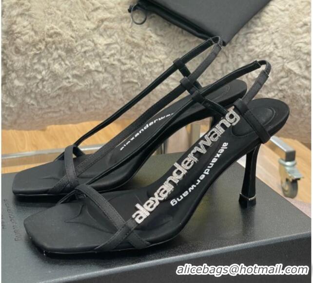 Perfect Alexander Wang Satin Strap High Heel Sandals 9.5cm Black 021958