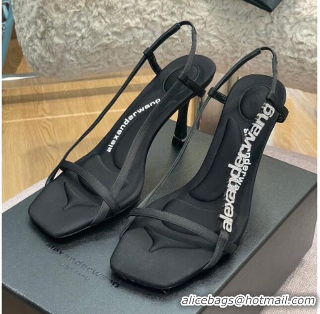 Perfect Alexander Wang Satin Strap High Heel Sandals 9.5cm Black 021958