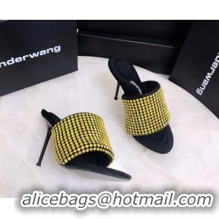 Hot Style Alexander Wang Crystal Slide Sandals 10.5cm Yellow 031903