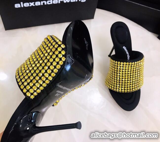 Hot Style Alexander Wang Crystal Slide Sandals 10.5cm Yellow 031903