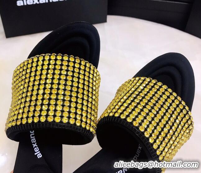 Hot Style Alexander Wang Crystal Slide Sandals 10.5cm Yellow 031903