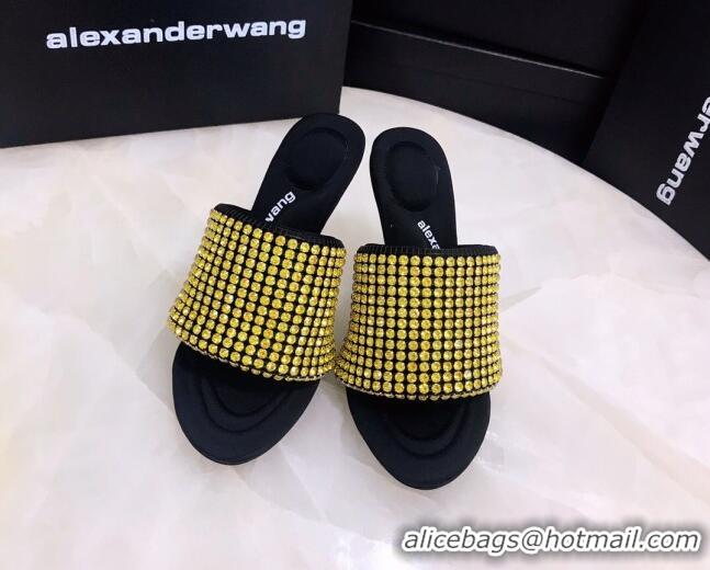 Hot Style Alexander Wang Crystal Slide Sandals 10.5cm Yellow 031903