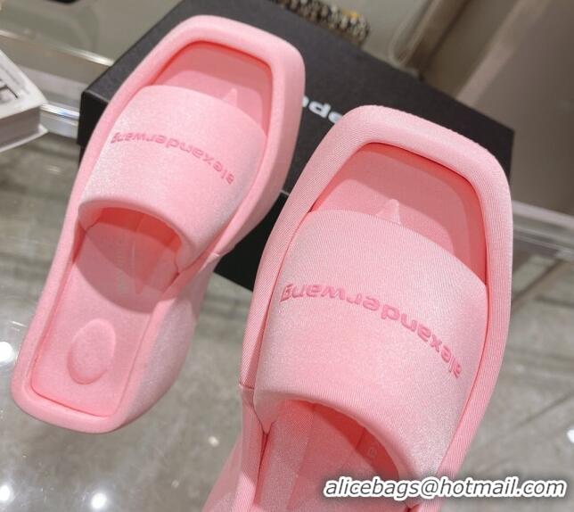 Classic Hot Alexander Wang Fabric Platform Wedge Slide Sandals Pink 042669