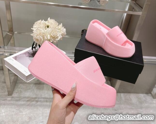 Classic Hot Alexander Wang Fabric Platform Wedge Slide Sandals Pink 042669