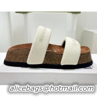 Duplicate Alexander Wang Fabric Flat Slide Sandals White 0527131