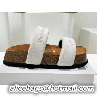 Stylish Alexander Wang Fabric Flat Slide Sandals Grey 0527132