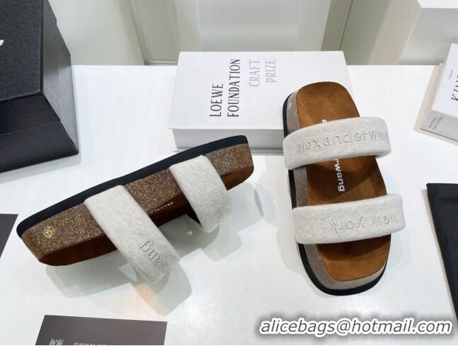 Stylish Alexander Wang Fabric Flat Slide Sandals Grey 0527132