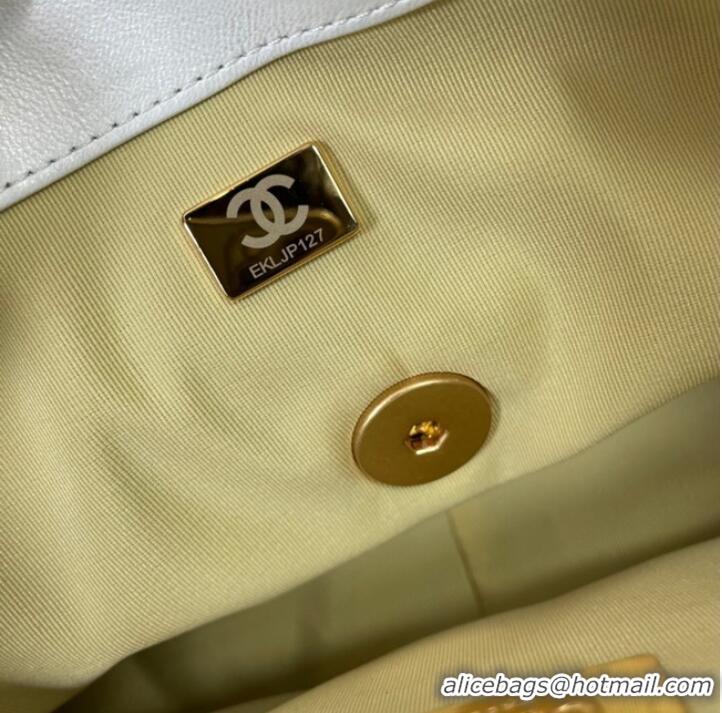 Low Cost Chanel 19 flap bag AS1161 White&Rainbow line