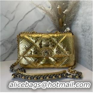 Good Quality CHANEL 19 Flap Bag Original Snake skin flap bag AS1160 gold