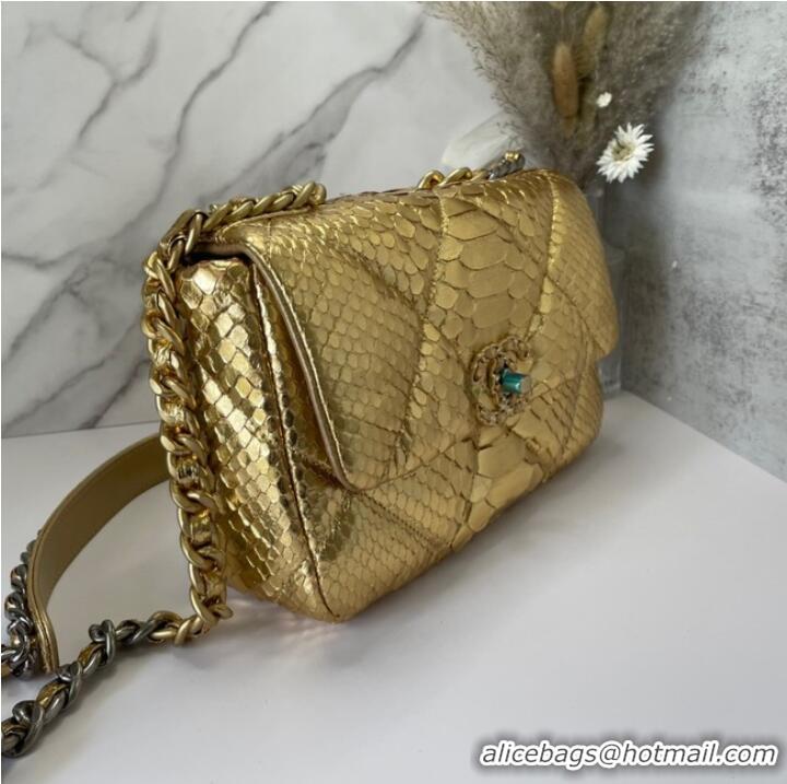 Good Quality CHANEL 19 Flap Bag Original Snake skin flap bag AS1160 gold