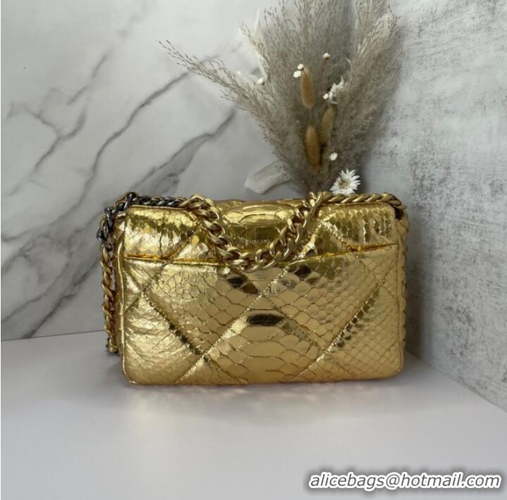 Good Quality CHANEL 19 Flap Bag Original Snake skin flap bag AS1160 gold