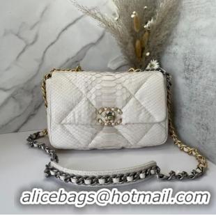 Luxury Discount CHANEL 19 Flap Bag Original Snake skin flap bag AS1160 Cream