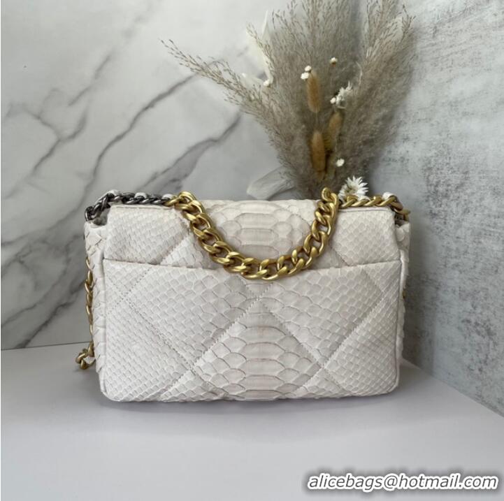 Luxury Discount CHANEL 19 Flap Bag Original Snake skin flap bag AS1160 Cream