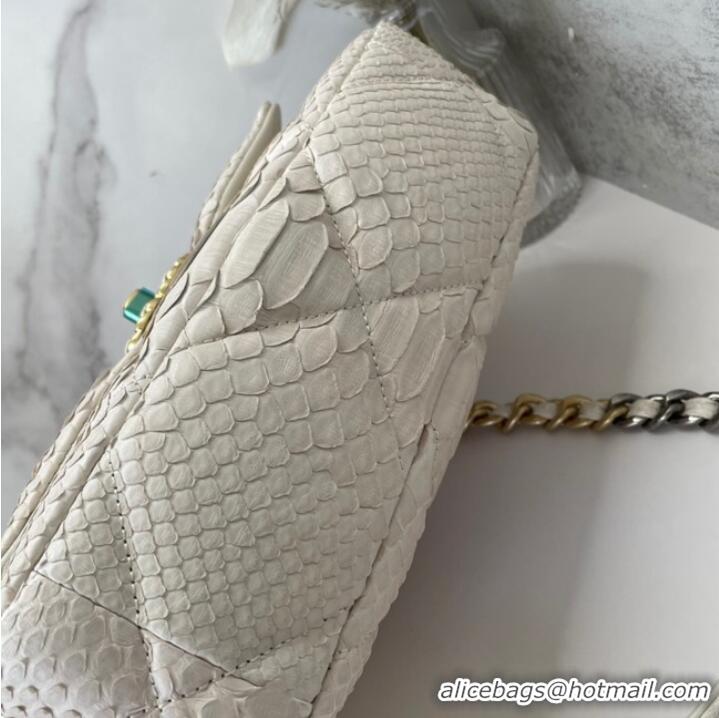 Luxury Discount CHANEL 19 Flap Bag Original Snake skin flap bag AS1160 Cream