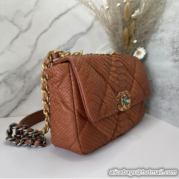 Buy Fashionable CHANEL 19 Flap Bag Original Snake skin flap bag AS1160 Camel