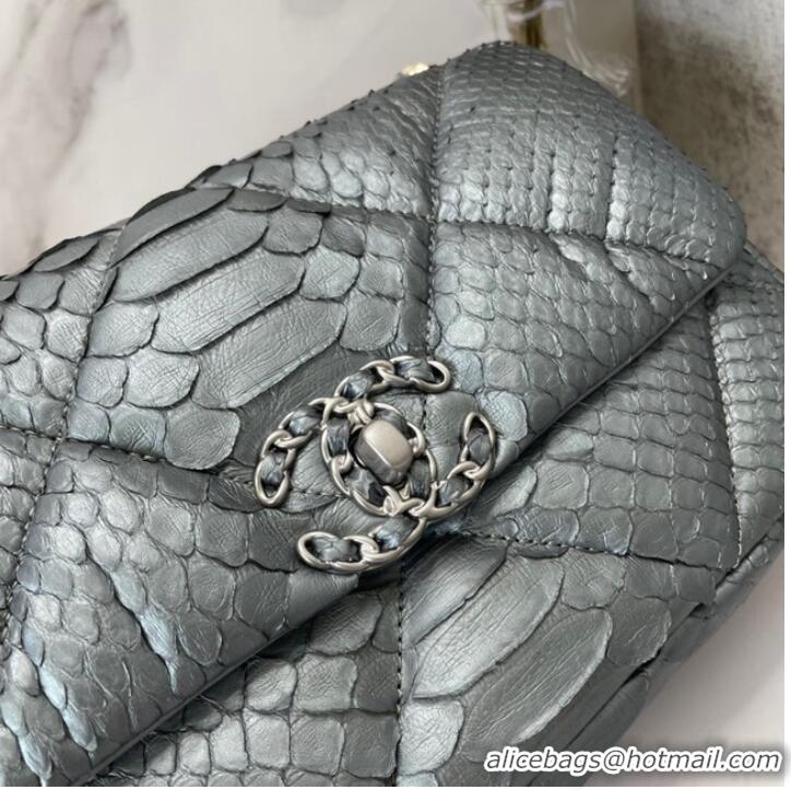 Famous Brand CHANEL 19 Flap Bag Original Snake skin flap bag AS1160 silver