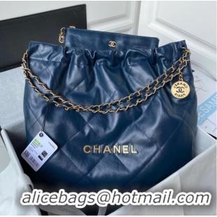 Promotional Chanel Calf leather shopping bag AS3261 dark blue