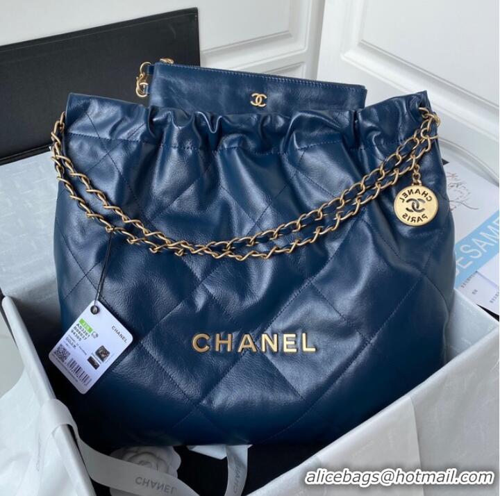 Promotional Chanel Calf leather shopping bag AS3261 dark blue