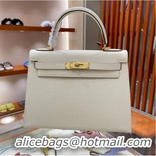 Super Quality Hermes Kelly 28cm Shoulder Bags Epsom Leather KL28 creamy-white Gold hardware