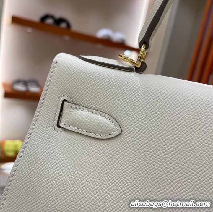 Super Quality Hermes Kelly 28cm Shoulder Bags Epsom Leather KL28 creamy-white Gold hardware