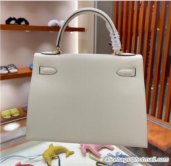 Super Quality Hermes Kelly 28cm Shoulder Bags Epsom Leather KL28 creamy-white Gold hardware