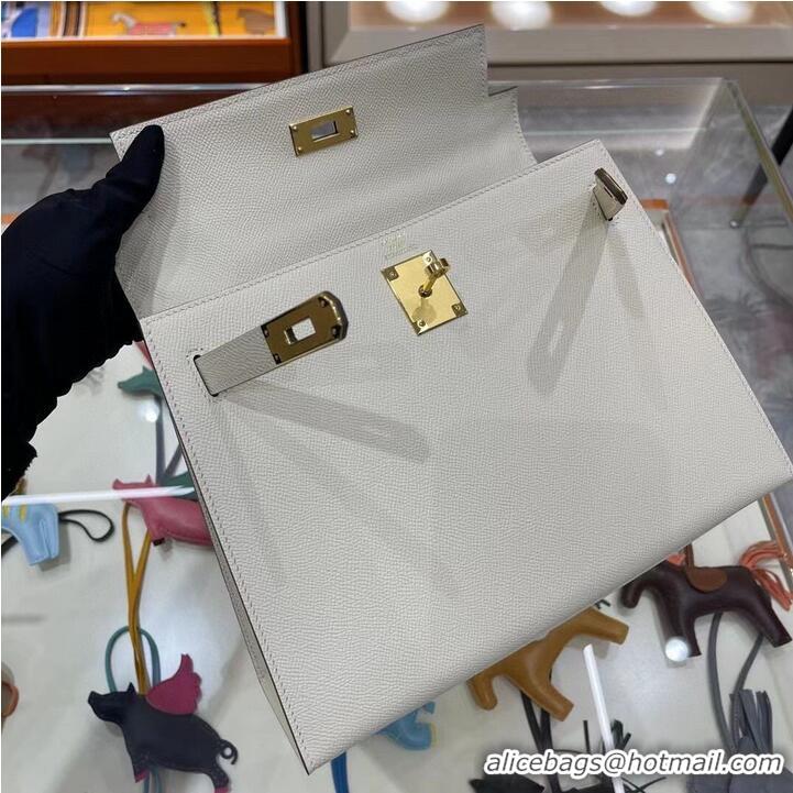 Super Quality Hermes Kelly 28cm Shoulder Bags Epsom Leather KL28 creamy-white Gold hardware