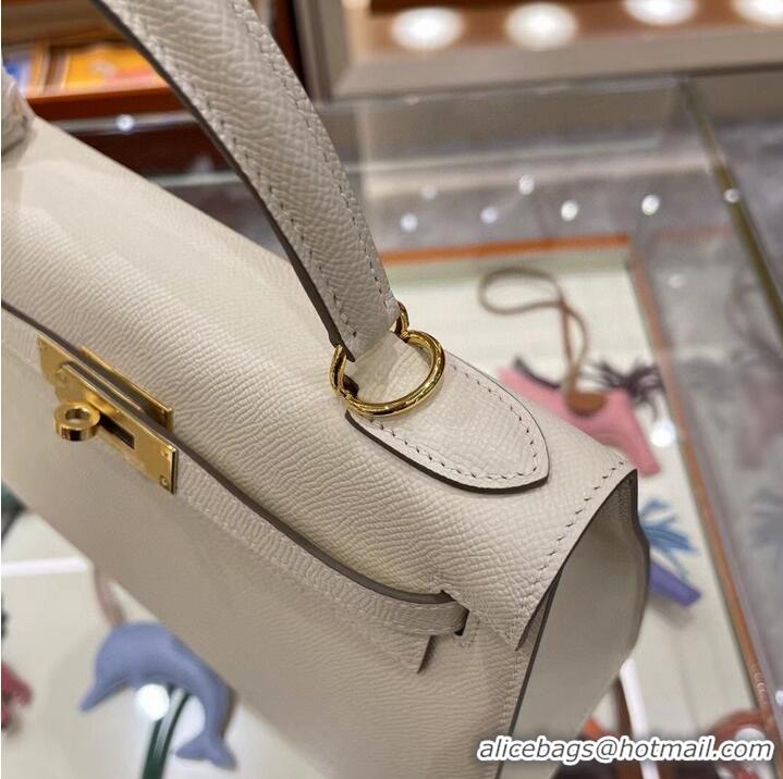 Super Quality Hermes Kelly 28cm Shoulder Bags Epsom Leather KL28 creamy-white Gold hardware