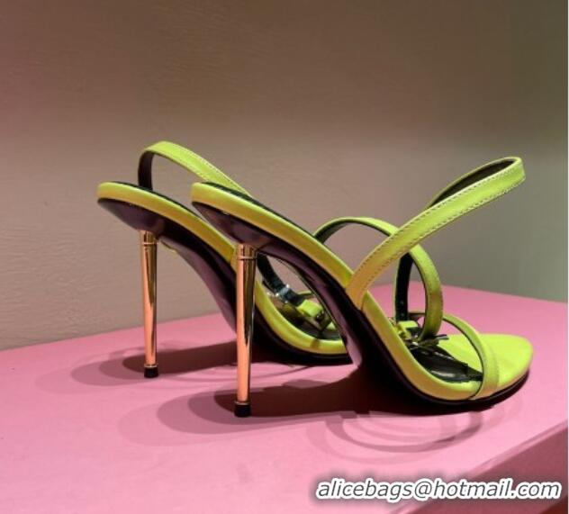 Fashion Tom Ford Leather Padlock Pointy Naked Sandals 105mm Heel Acid Yellow 0402054