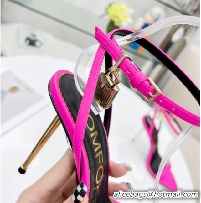 Good Product Tom Ford Leather Padlock Pointy Naked Sandals 105mm Heel Hot Pink 0402057