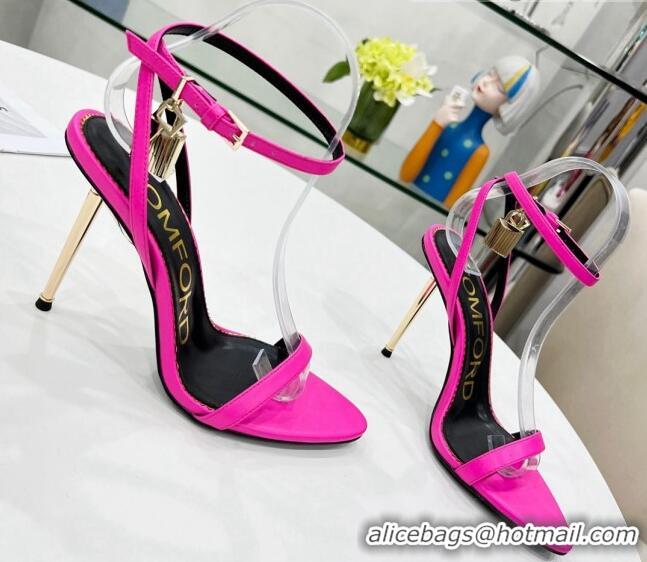 Good Product Tom Ford Leather Padlock Pointy Naked Sandals 105mm Heel Hot Pink 0402057