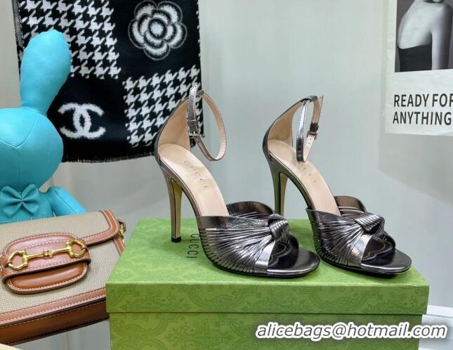 Classic Hot Gucci Glazed Leather Sandals 10.5cm Grey 052303