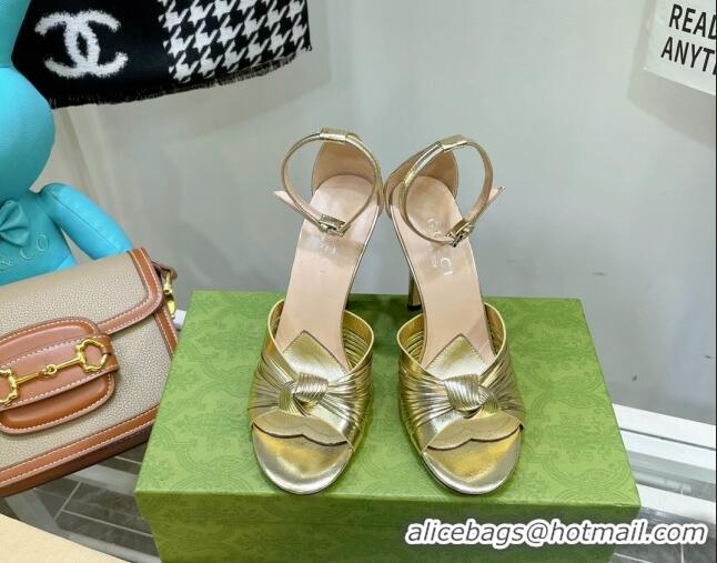 Best Price Gucci Glazed Leather Sandals 10.5cm Gold 052304