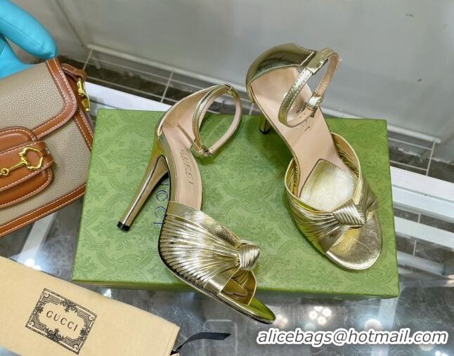 Best Price Gucci Glazed Leather Sandals 10.5cm Gold 052304