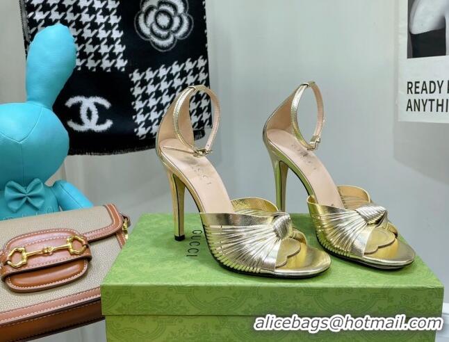 Best Price Gucci Glazed Leather Sandals 10.5cm Gold 052304