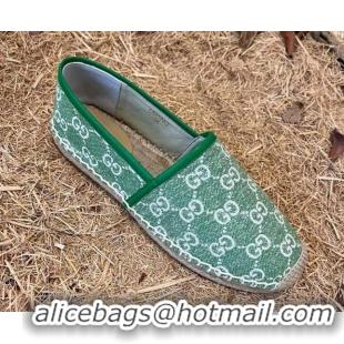 Good Quality Gucci Jacquard Denim Espadrilles Green 052307