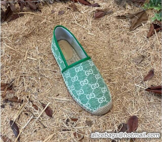 Good Quality Gucci Jacquard Denim Espadrilles Green 052307