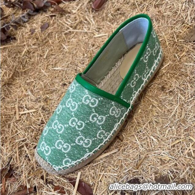 Good Quality Gucci Jacquard Denim Espadrilles Green 052307