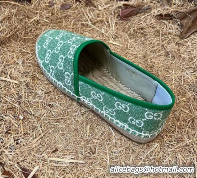 Good Quality Gucci Jacquard Denim Espadrilles Green 052307