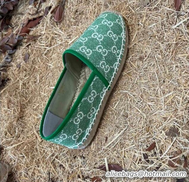 Good Quality Gucci Jacquard Denim Espadrilles Green 052307