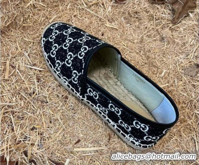 Perfect Gucci Jacquard Denim Espadrilles Black 052309