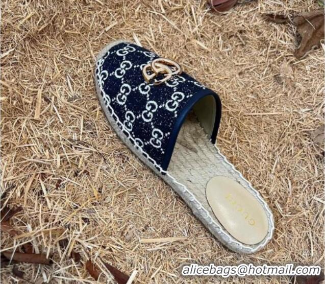 Best Grade Gucci Jacquard Denim Espadrille Mules Dark Blue 052311