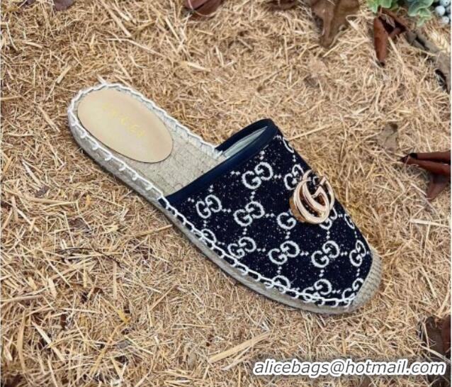 Best Grade Gucci Jacquard Denim Espadrille Mules Dark Blue 052311