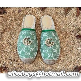 Sumptuous Gucci Jacquard Denim Espadrille Mules Green 052312