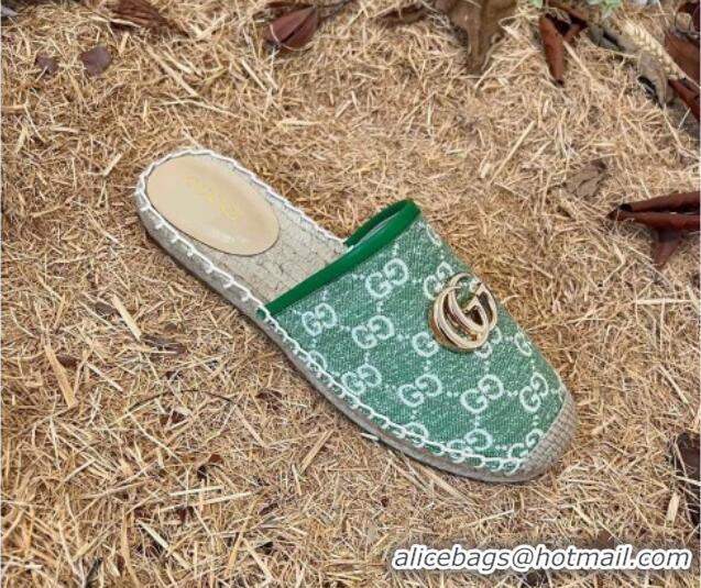 Sumptuous Gucci Jacquard Denim Espadrille Mules Green 052312