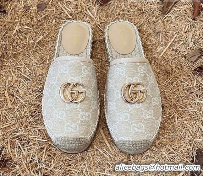 Perfect Gucci Jacquard Denim Espadrille Mules Beige 052313