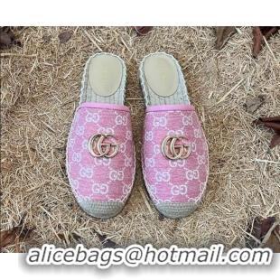 Best Product Gucci Jacquard Denim Espadrille Mules Pink 052315