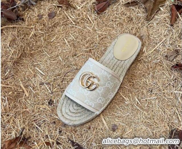 Super Quality Gucci Jacquard Denim Espadrille Slide Sandals Beige 052316